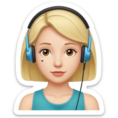 woman with ear buds sticker
