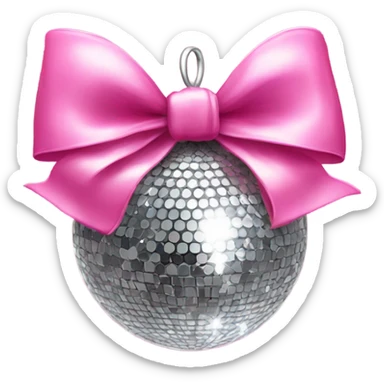 Disco ball with pink bow sticker
