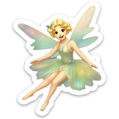 Iridescent fairy flying twinkle vintage sticker