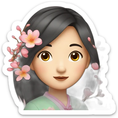 A Chinese girl with the warmth of spring sticker