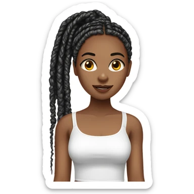 brown skined girl with black box braids and is wearing a white tube top sticker