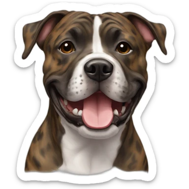 happy brindle Staffordshire mix with all brindle face and body sticker