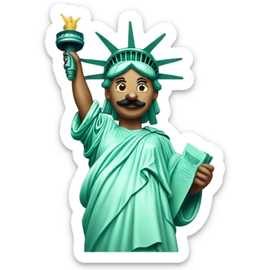 Statue of liberty with moustache sticker