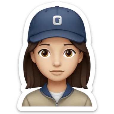 adolescente con gorra, pelo castaño oscuro con rayso de color mono sticker