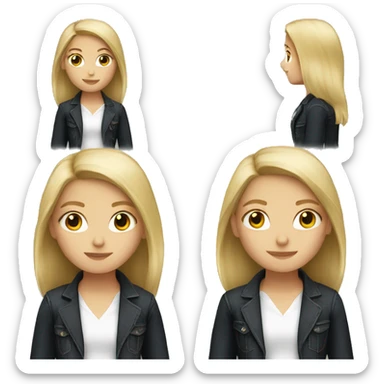 Blond girl in blue jeans and black blazer sticker