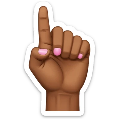 Brown skin hand with all fingers in a fist except for the pinky sticker