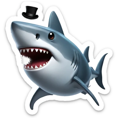 Shark with a top hat sticker
