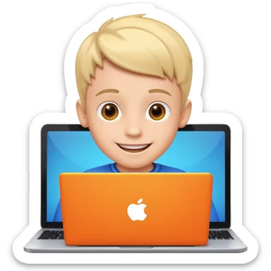 Make in Apple style a boy stay in laptop sticker