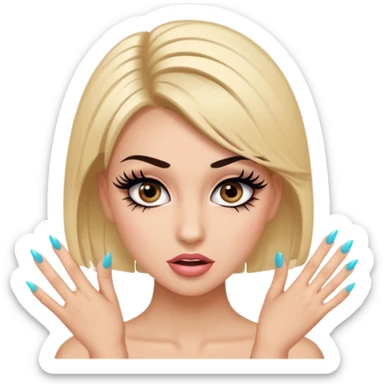 Girl with fake eyelashes and fake nails with feisty pose and sassy expression sticker