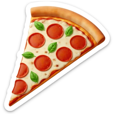 Italian cuisine HUMANLESS avatar in bright emoji-style illustration. Pizza slice or pasta, red green colors, simple shapes, flat design, cheerful and expressive. sticker