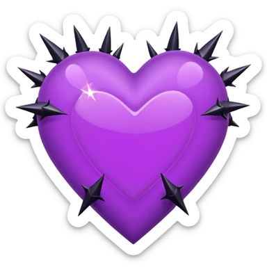 purple heart with black thorns and a crystal, dark romance sticker