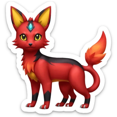  Shiny red iridescent Litten-Umbreon-Salandit-Jolteon-fusion sticker