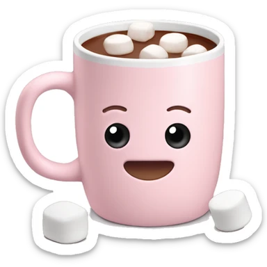Light Pink mug of hot chocolate with marshmallows  sticker