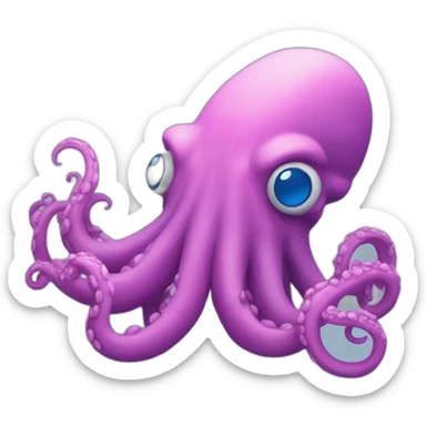 a blue kraken that rocks  to another pink kraken sticker