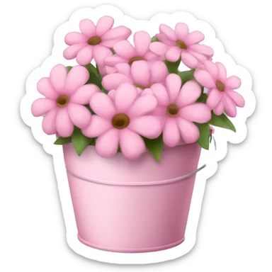 Soft pink flowers bucket sticker