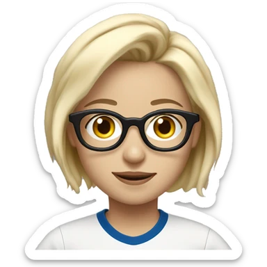 Blonde girl with glasses and short hair wifi the tshirt of Real Madrid sticker