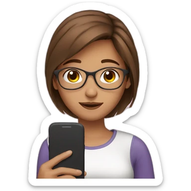 brown hair girl with smartphone sticker