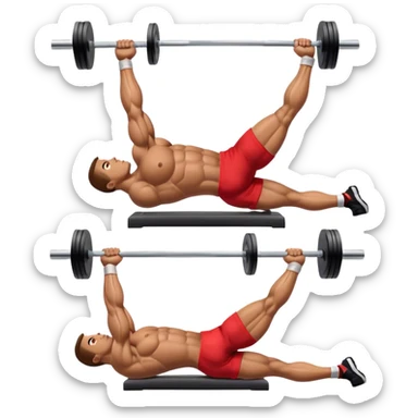 side-view bodybuilder lying down barbell glute-bridges sticker