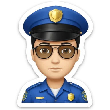 man police with hair style and hats and sun glasses black dress sticker