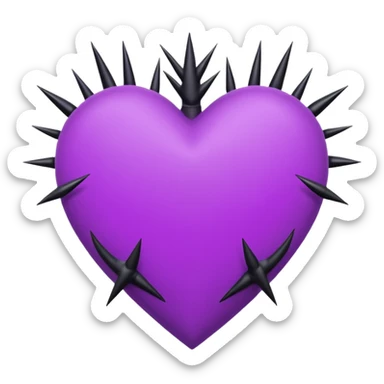 purple heart with black thorns sticker