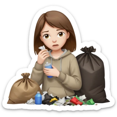 brown haired girl who smells like garbage with it around her sticker