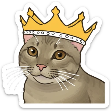 Cat with beautiful brown eyes and wearing a crown sticker