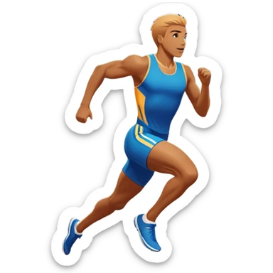 An icon featuring The background showcases a vibrant stadium with cheering fans, bright lights, and a clear sky. an athlete sprinting on a track, with powerful strides and determination. The athlete's motion is dynamic, emphasizing speed and competition. sticker