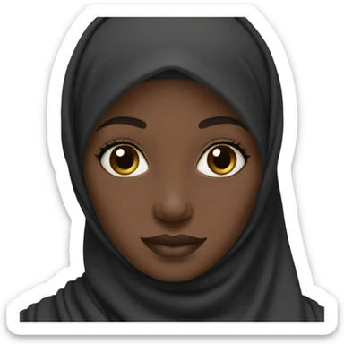 Black hijabi with dark brown eyes sticker