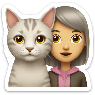 cat with a girl sticker