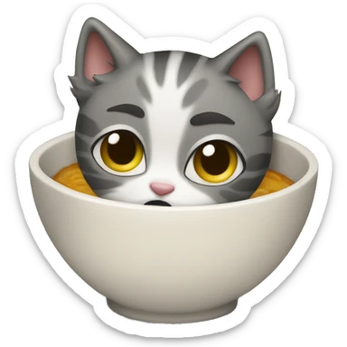 Sad to kitten in front of empty bowl sticker