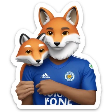 Leceister football white face supporter with fox on shoulder sticker
