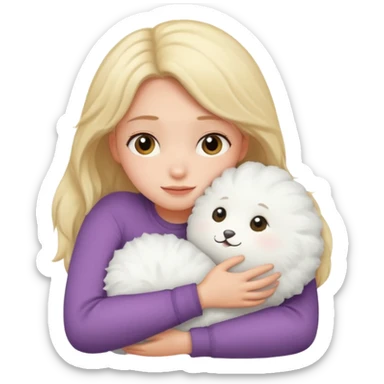 Girl hugging pillow sticker