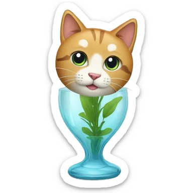a cat in a glass vase  sticker