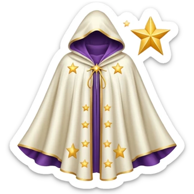 a fantasy  magic, white color with star pattern cloak sticker