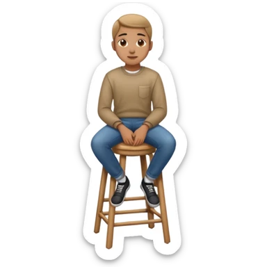 a person sitting on stool straight back sticker