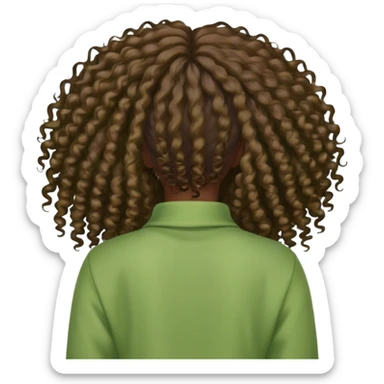 Black curly long hair lady with green clothes from the back sticker