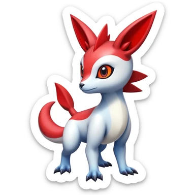  Cute Shiny Exotic Colorful Guilmon-Latias-Koraidon-Umbreon-Fakémon-hybrid-creature (full body)  sticker