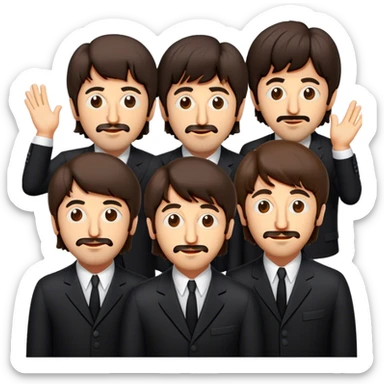 Cinematic Realistic The Beatles Pop Culture Emoji, showcasing an iconic, vibrant portrayal of the legendary band rendered with rich textures and nostalgic lighting that exude musical legacy. sticker