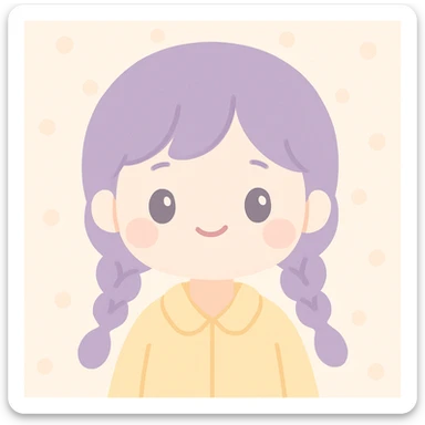 ragazza con capelli viola a treccia e giubbotto giallo sticker