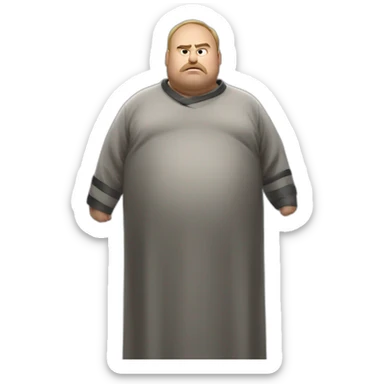 big fat man slavic stands big belly in prisoner robe sticker
