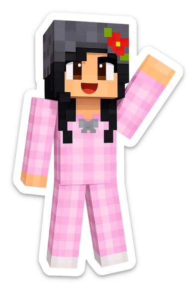 Separate the third character (center, gray hat, pink pajamas) from the group, keeping the original style and quality of the image. sticker