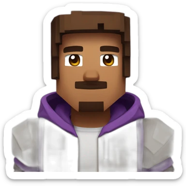 Minecraft skin with brown hair and a purple hoodie with a g on it sticker