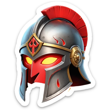 Ares legendary helmet object icon, ancient Greek helmet with glowing red runes, deep red energy glow, battle scars, epic fantasy style, 3D cartoon, mobile game icon style, centered, clean background, no text, no watermark

 sticker