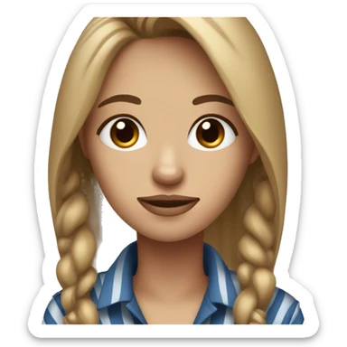 Dark blond woman with brown eyes with her dark brown striped blue eyes dog sticker