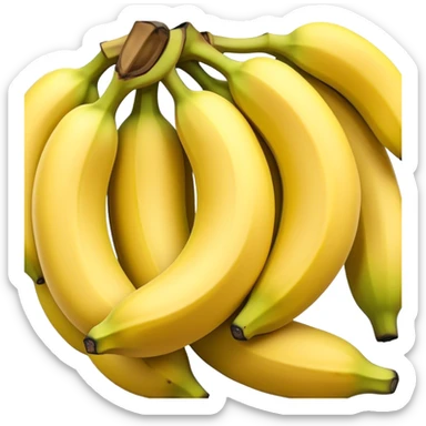 Cinematic bright yellow banana, smooth peel with gentle curves, slightly ripened, stacked in a charming bunch, warm glowing background, soft and inviting. sticker