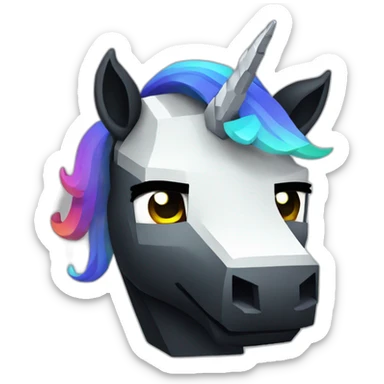 Minecraft Rainbow Black Unicorn Head With Diamond Horn sticker
