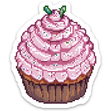 pixel art cupcake with pink icing sticker