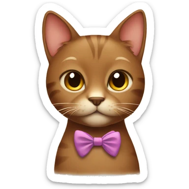 Brown cat wearing a bow  sticker