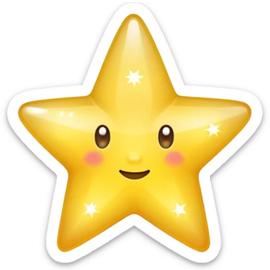 Generate a high-quality 3D cartoon-style emoji of a yellow sparkling star, glittering and shining effect, smooth gradient colors, rounded and cute appearance, no human faces, simple white background, high-resolution.

 sticker
