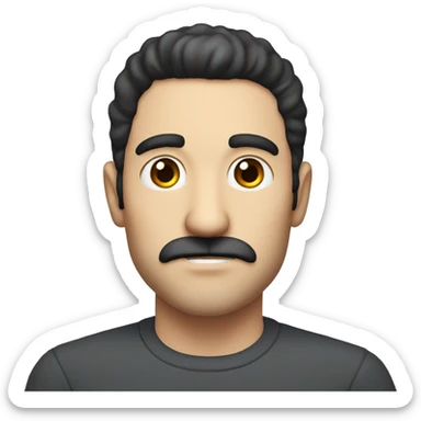 dark hair dark eye man with short mustache video games sticker